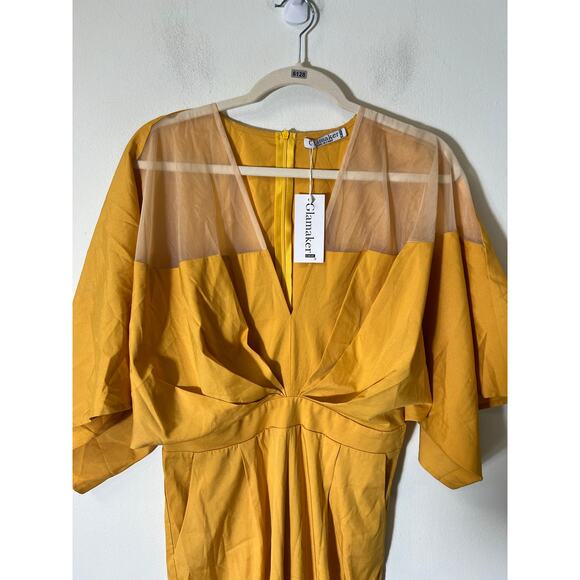 Glammaker Yellow Jumpsuit Size Medium New with tags - Picture 4 of 5